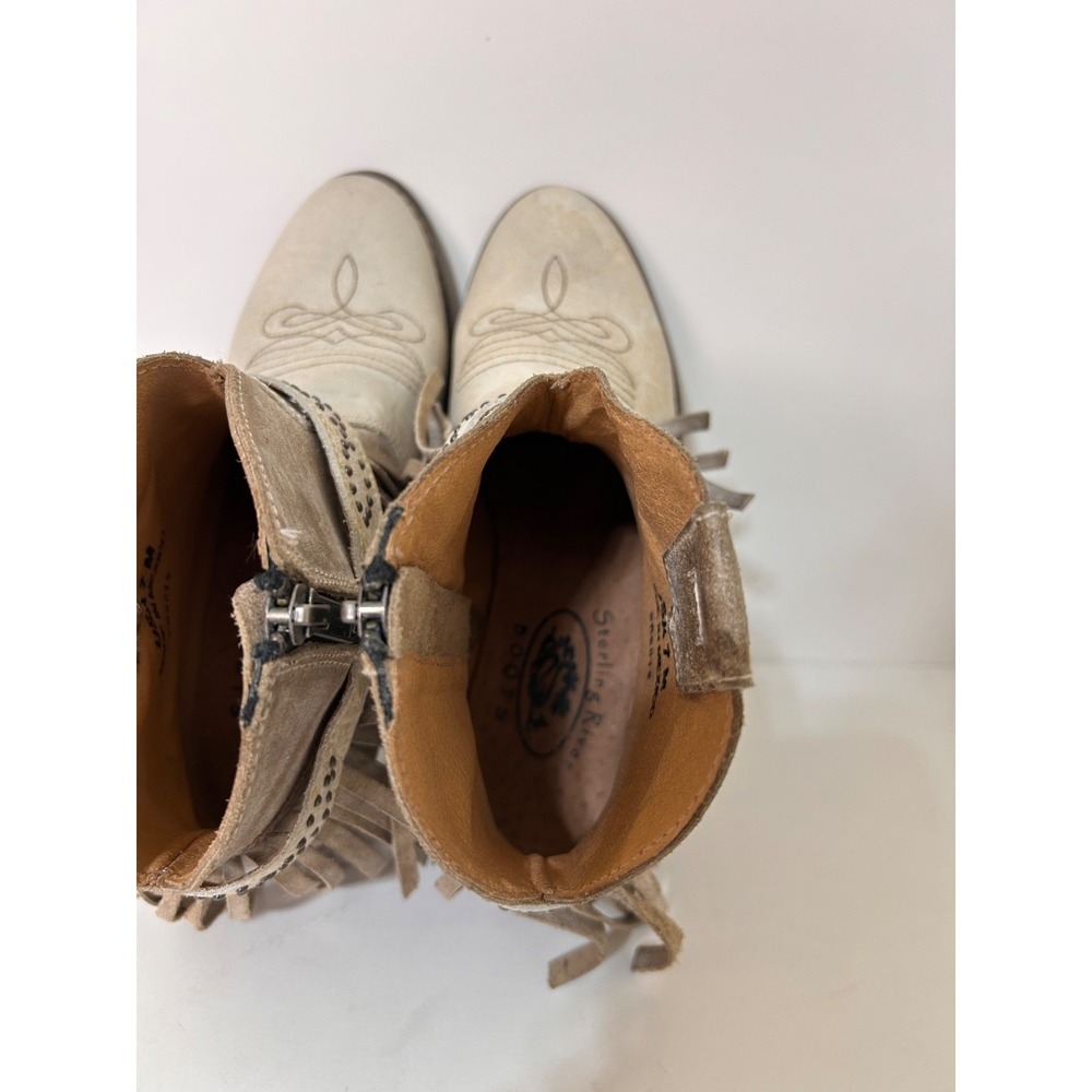 Sterling River Boots Womens 7 M Leather Festival Fringe Western Ankle Distressed - Picture 4 of 10